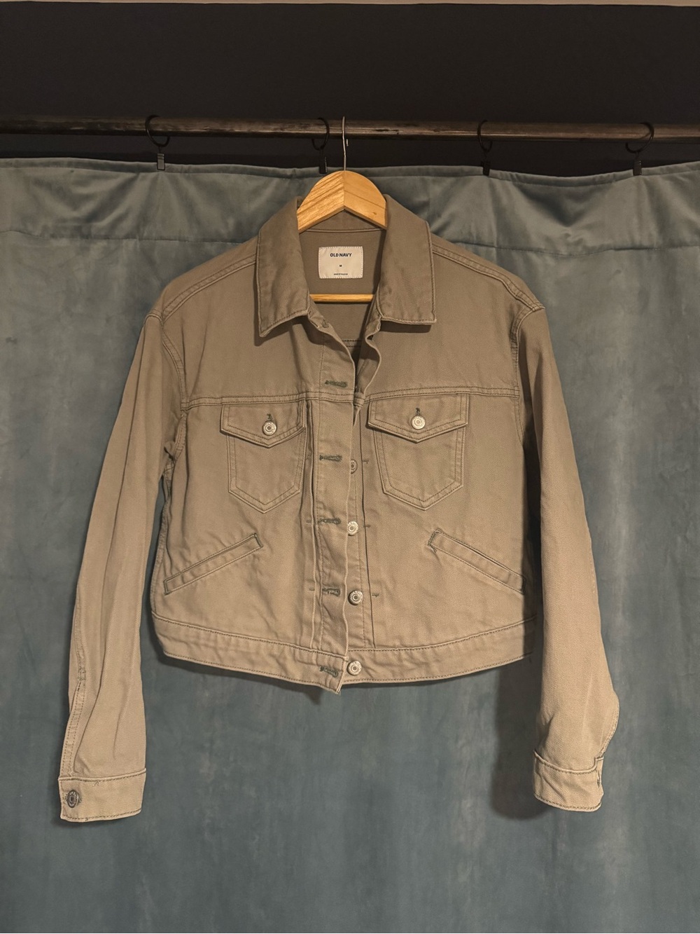 Old Navy Cropped Utility Jean Jacket in Olive Green